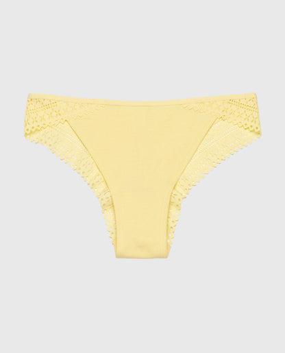 Cheeky Panty with Lace Trim in Mellow Yellow