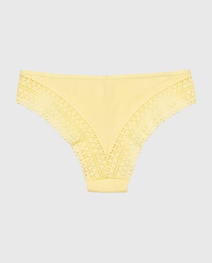 Cheeky Panty with Lace Trim in Mellow Yellow