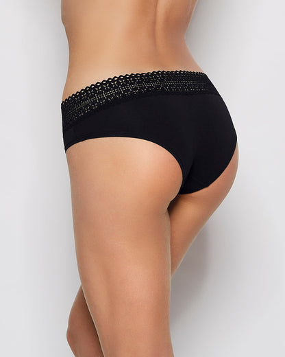 Hipster Panty with Lace Trim in Tuxedo Black