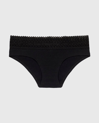 Hipster Panty with Lace Trim in Tuxedo Black