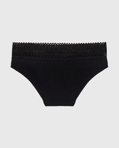 Hipster Panty with Lace Trim in Tuxedo Black