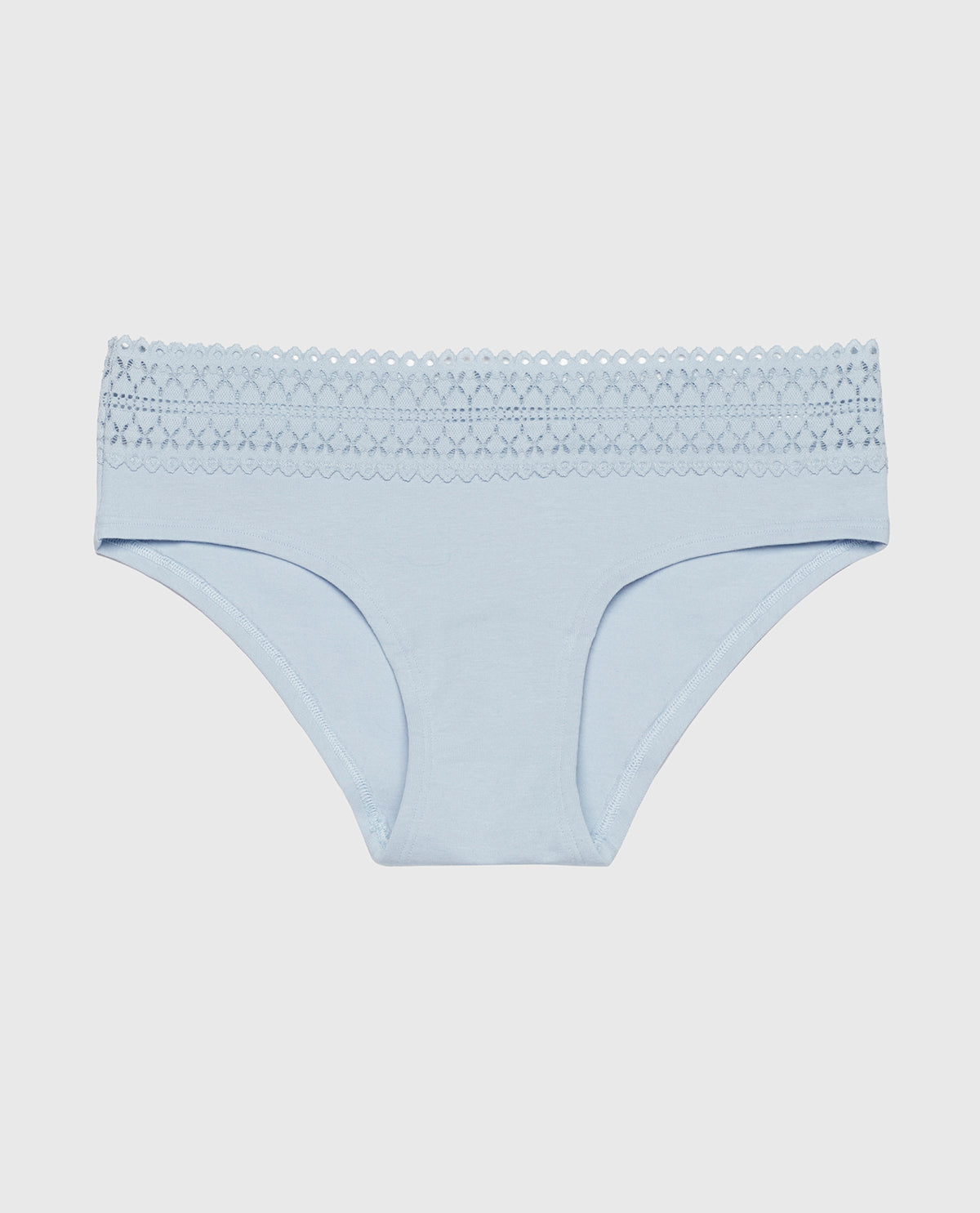 Hipster Panty with Lace Trim in Subdued Blue