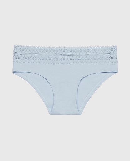Hipster Panty with Lace Trim in Subdued Blue