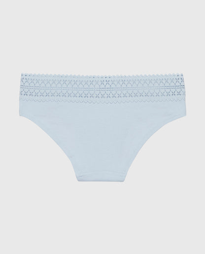 Hipster Panty with Lace Trim in Subdued Blue