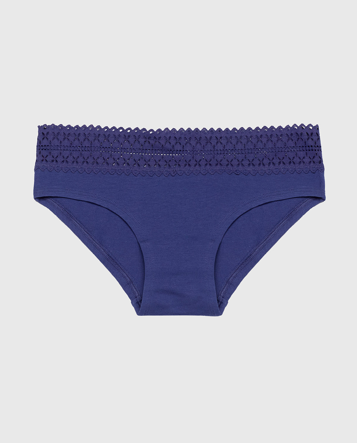 Hipster Panty with Lace Trim in Dusk Blue