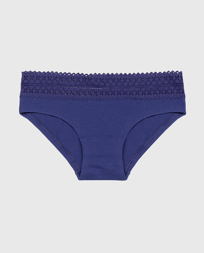 Hipster Panty with Lace Trim in Dusk Blue