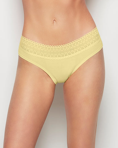 Hipster Panty with Lace Trim in Mellow Yellow