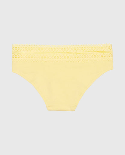 Hipster Panty with Lace Trim in Mellow Yellow