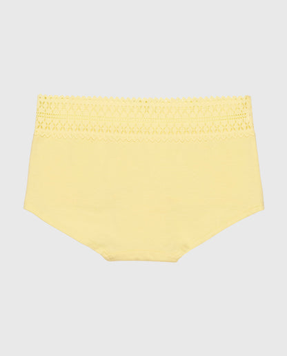 Boyshort Panty with Lace Trim in Mellow Yellow