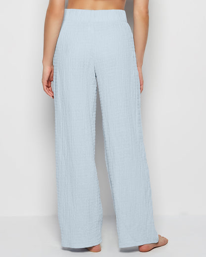 Textured Pajama Pants in Subdued Blue
