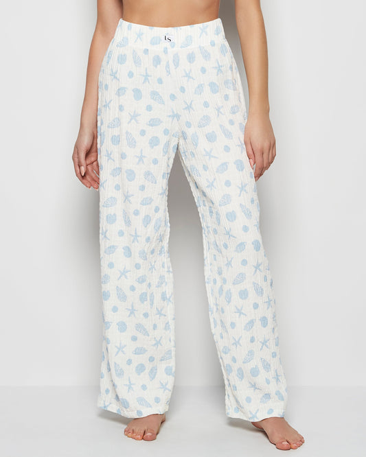 Textured Pajama Pants in She Sells Sea Shells