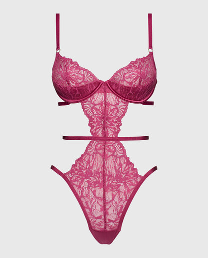 Barely There Unlined Bodysuit in Electric Rouge