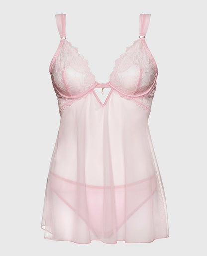 Unlined Shimmer Babydoll in Iced Lilac