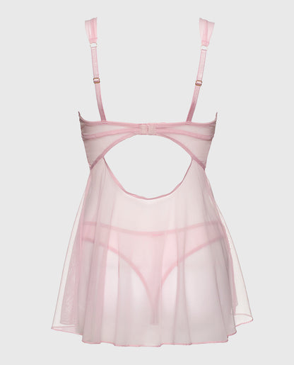 Unlined Shimmer Babydoll in Iced Lilac