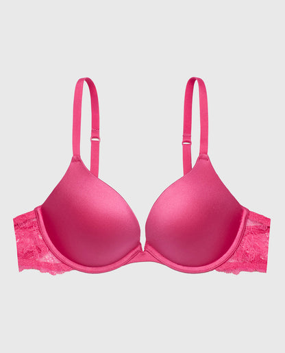 Push Up Bra with Lace Wing in Raspberry Rose