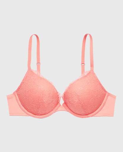 Lace Push Up Bra in Peach Fizz
