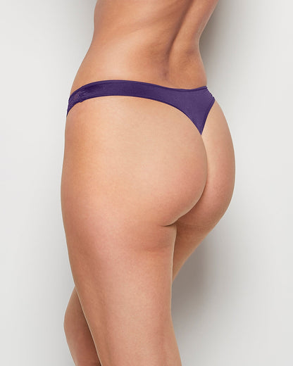 Thong Panty with Lace Micro Trim in Petunia Purple