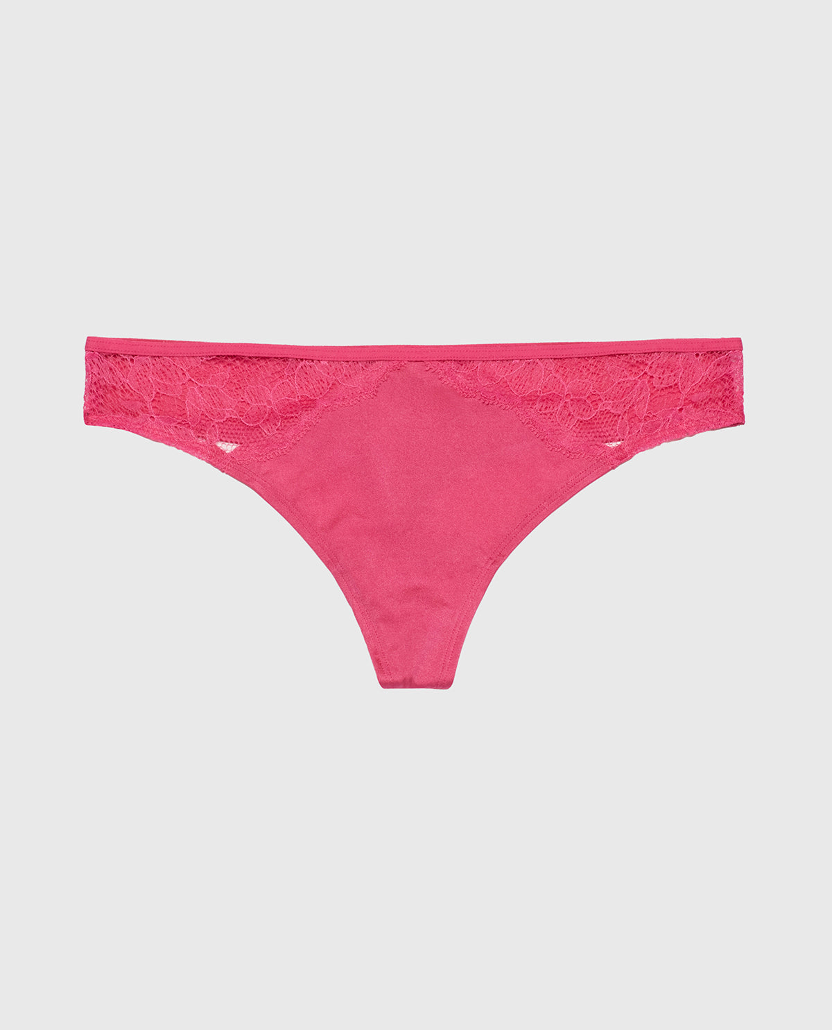Thong Panty with Lace Micro Trim in Raspberry Rose