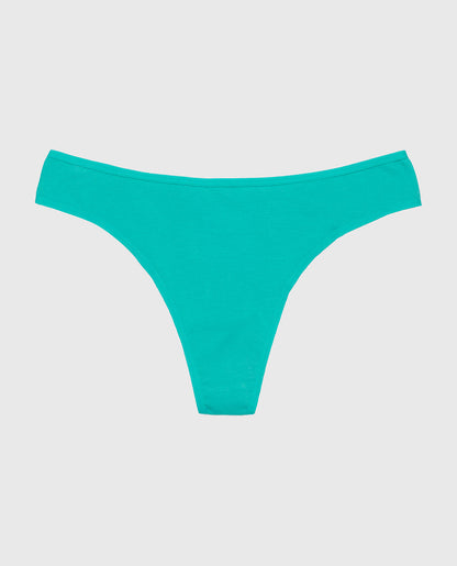 Cotton Thong Panty in Beach Teal