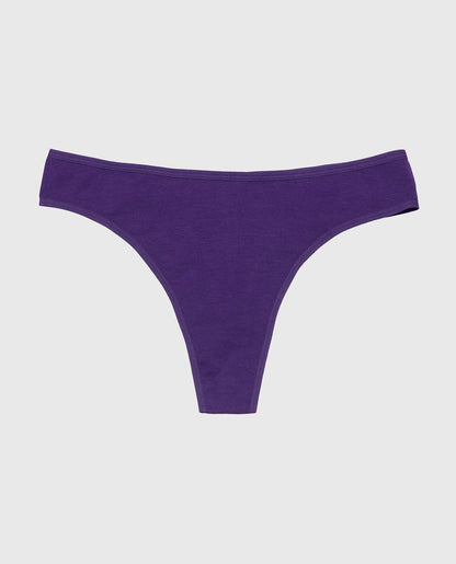 Cotton Thong Panty in Petunia Purple