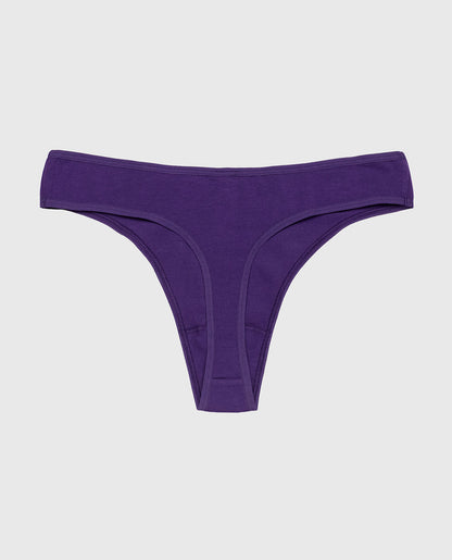 Cotton Thong Panty in Petunia Purple