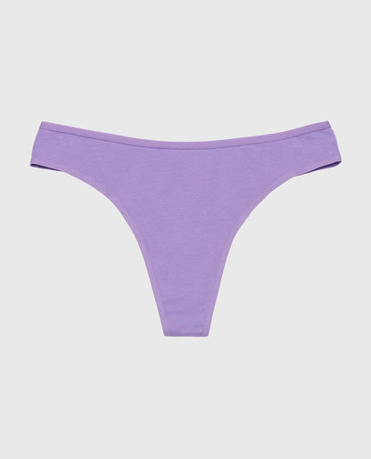 Cotton Thong Panty in Paisley Purple