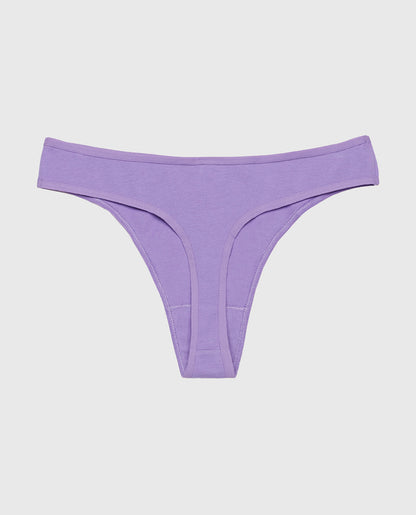 Cotton Thong Panty in Paisley Purple