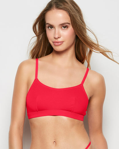 Cotton Scoop Bralette in Tart Berry
