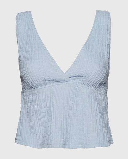 Textured Pajama Tank in Subdued Blue