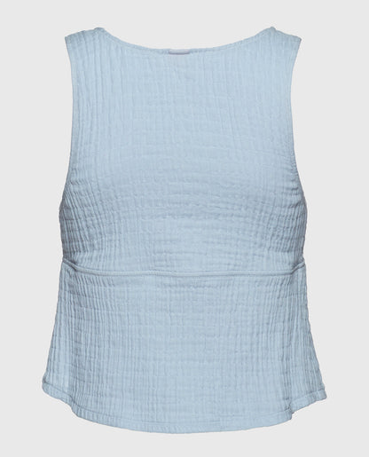 Textured Pajama Tank in Subdued Blue
