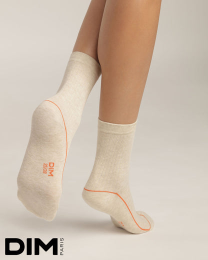 Cotton Sports Crew Sock in Soft Cream