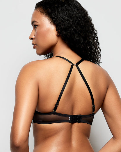 Lace Push Up Bra in Black and Pink