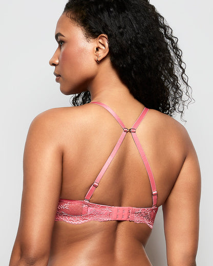 Push Up Bra with Lace Wing in Romantic Pink