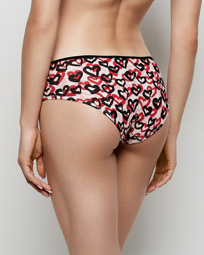 Cotton Hipster Panty in Graffiti Hearts