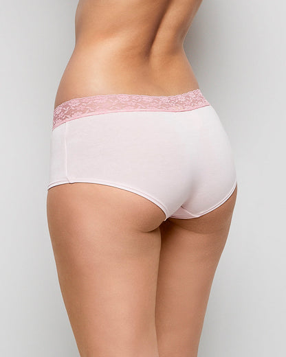 Boyshort Panty with Lace Trim in Pink