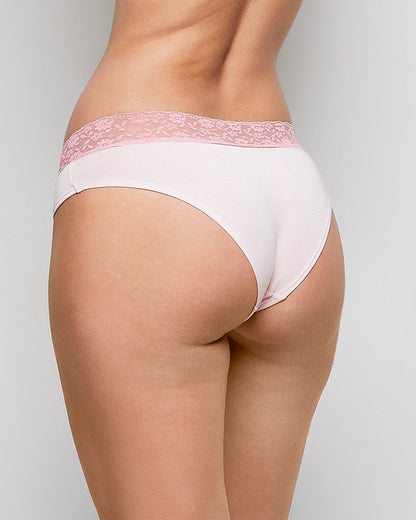 Hipster Panty with Lace Trim in Pink