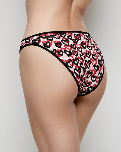 Cotton Bikini Panty in Graffiti Hearts