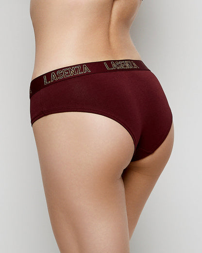 Hipster Panty with Logo Band in Red Wine