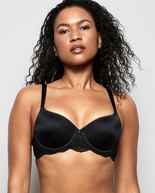 Lightly Lined Full Coverage Bra in Black