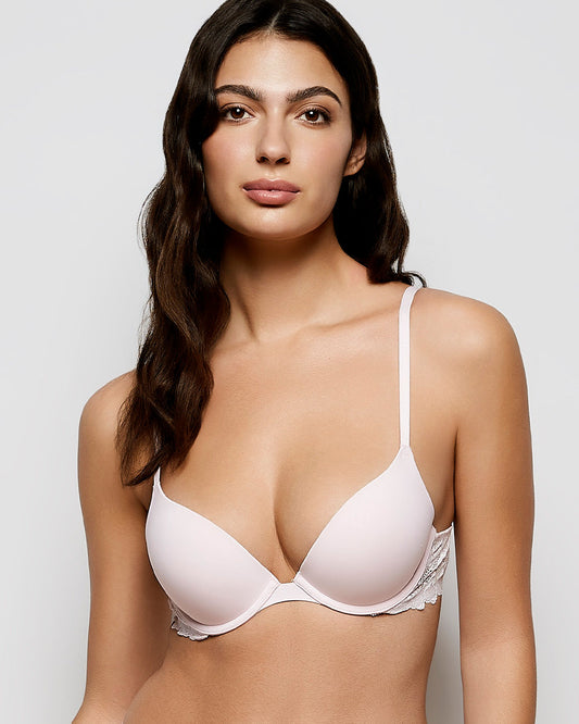 Push Up Bra with Lace Wing in Pink-A-Boo