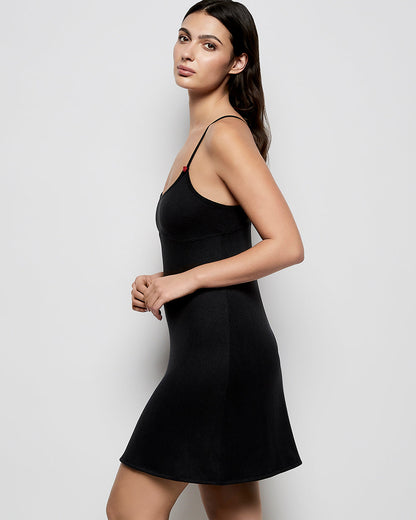 Sleep Dress with Rosette in Black