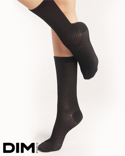Textured Crew Socks in Black